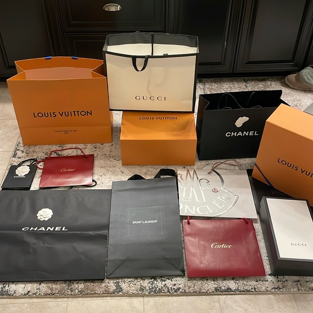 MULTIPLE DESIGNER SHOPPING BAGS AVAILABLE! Any & all for sale!CHANEL,LV,  ETC!